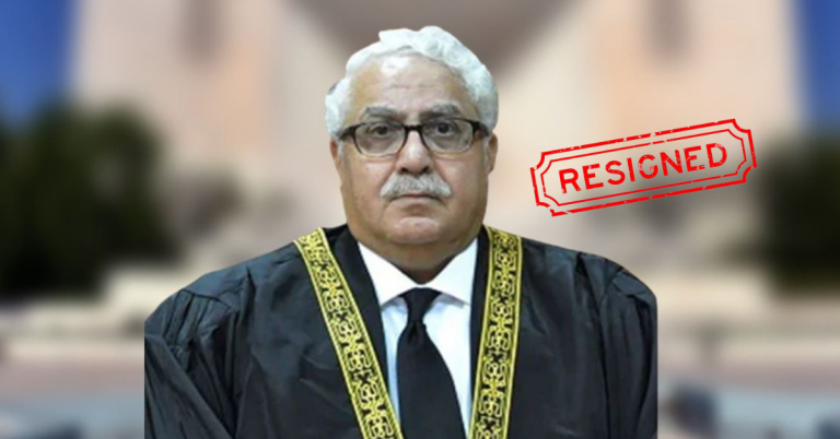 Supreme Court Justice Mazahir Naqvi has resigned from his post