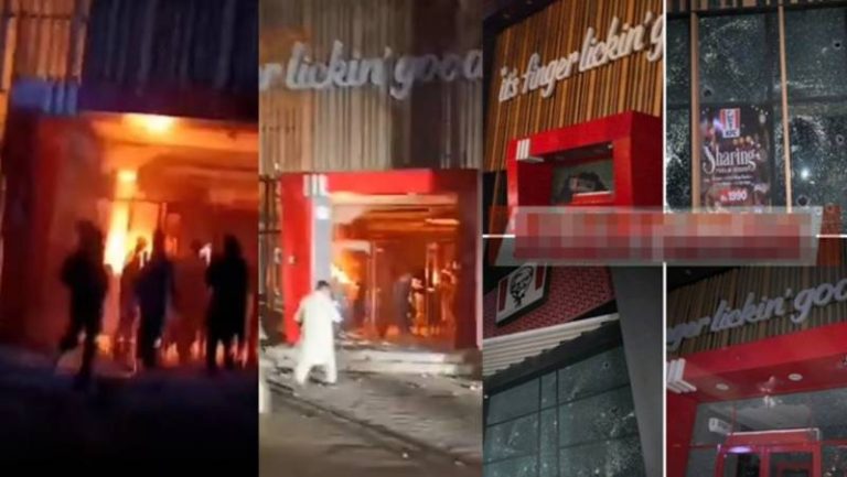KFC Pakistan outlet vandalized, torched by fiery protesters in Mirpur