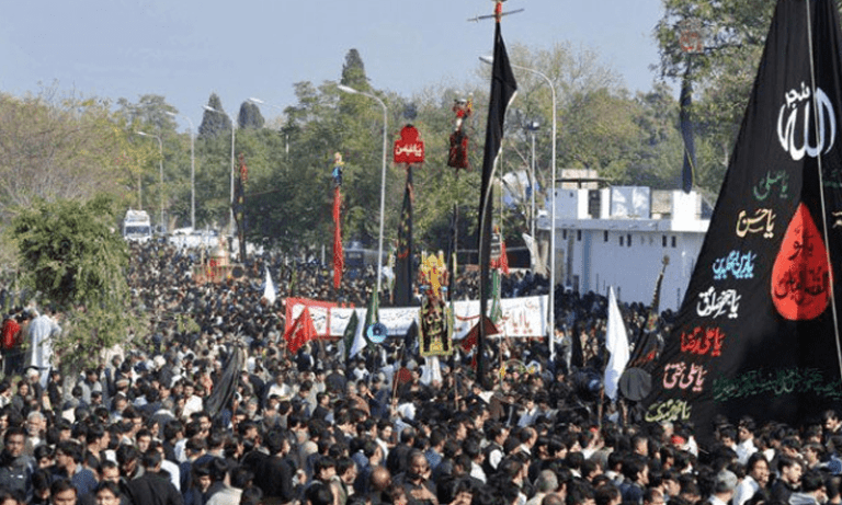 The main procession of the 9th of Muharram-i-Haram was taken out from Imam Bargah during the afternoon of Ashri G. Six-Two