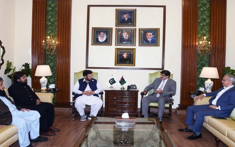 Gilgit Baltistan Chief Minister Gulbar Khan meeting with Sindh Chief Minister Murad Ali Shah