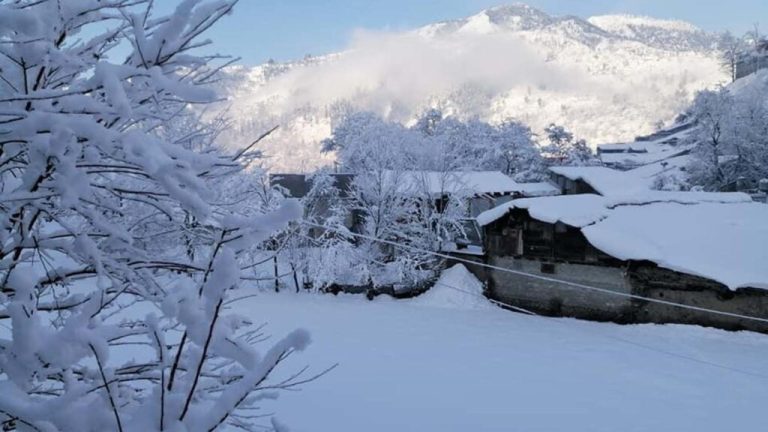 Light snowfall on mountains in Upper Neelum