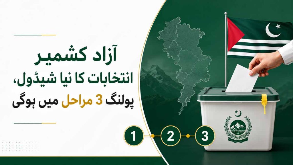آزاد کشمیر انتخابات کا نیا شیڈول جاری، پولنگ 3 مراحل میں ہوگی آزاد کشمیر انتخابات کا نیا شیڈول جاری، پولنگ 3 مراحل میں ہوگی